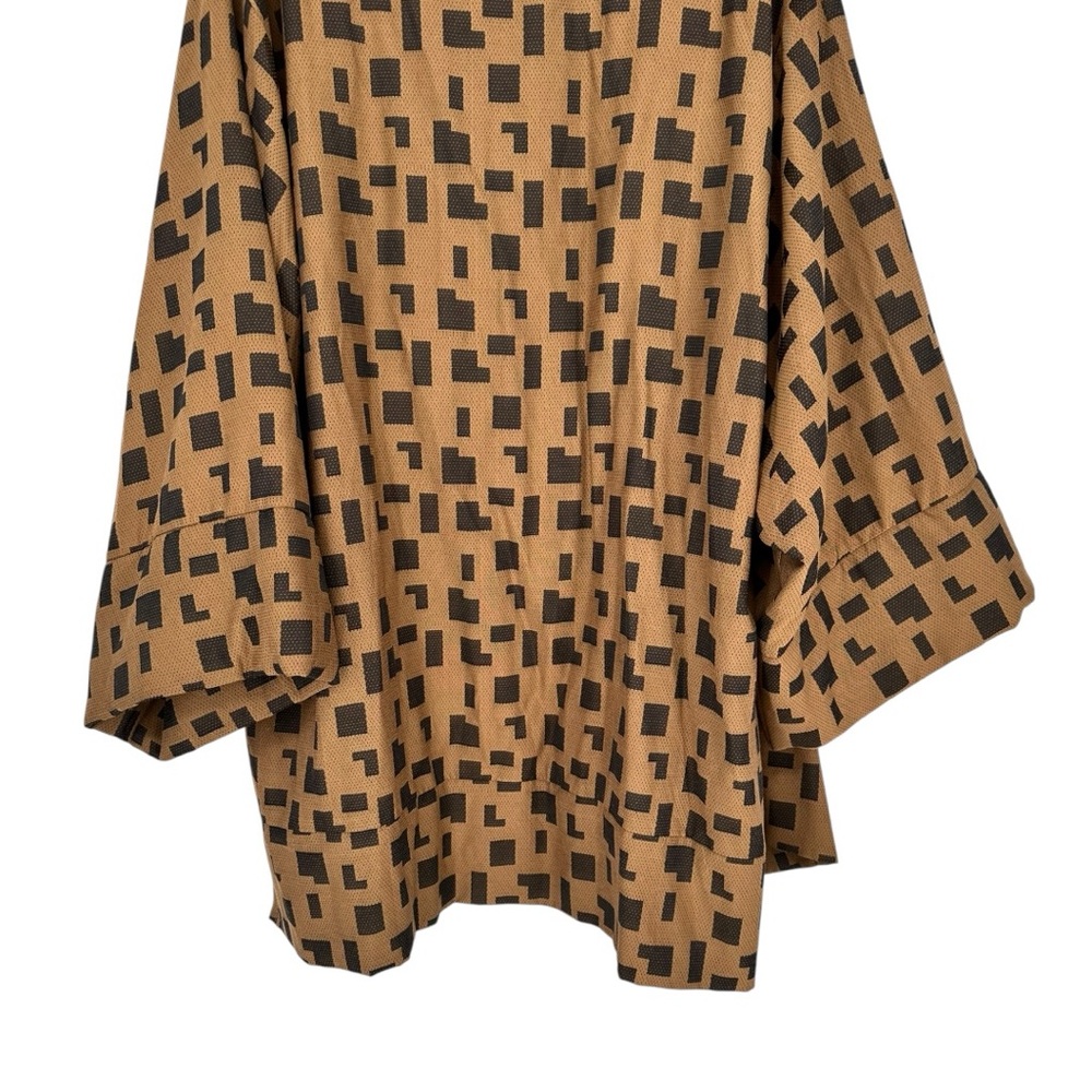 MarlaWynne Brown Black Geometric Print Open Jacket size 2X NWT Bracelet Sleeves - Picture 9 of 13